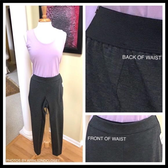 FITTED SKINNY PANTS GRAY BASIC STRAIGHT LEG CASUAL KNIT PANTS - Picture 3 of 8